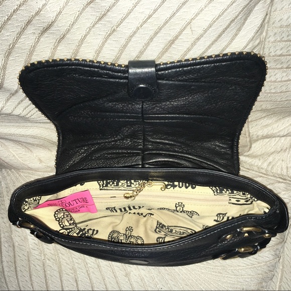 Vtg Y2K Black Gold Juicy Couture Leather Charms Mini Handbag Purse Bag Clutch - Picture 5 of 5